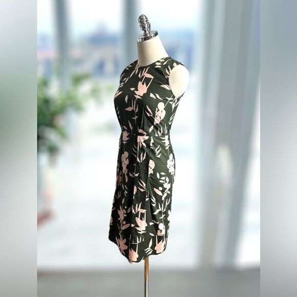 🔥 Marni Flounce Hem Floral Leaf Print Olive Green Dress Size 36 US size 0 - Picture 5 of 13